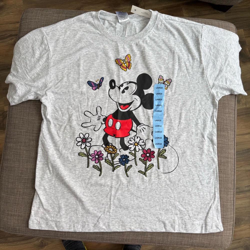 Disney Mickey Mouse Tee - Gray with Red, Black and Multicolor Accents nwt